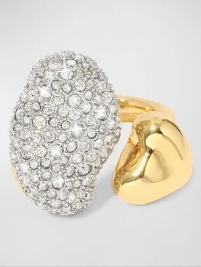 NWOT Alexis Bittar Solanales Pebble  Pavé Crystal & Gold-Tone Statement Ring